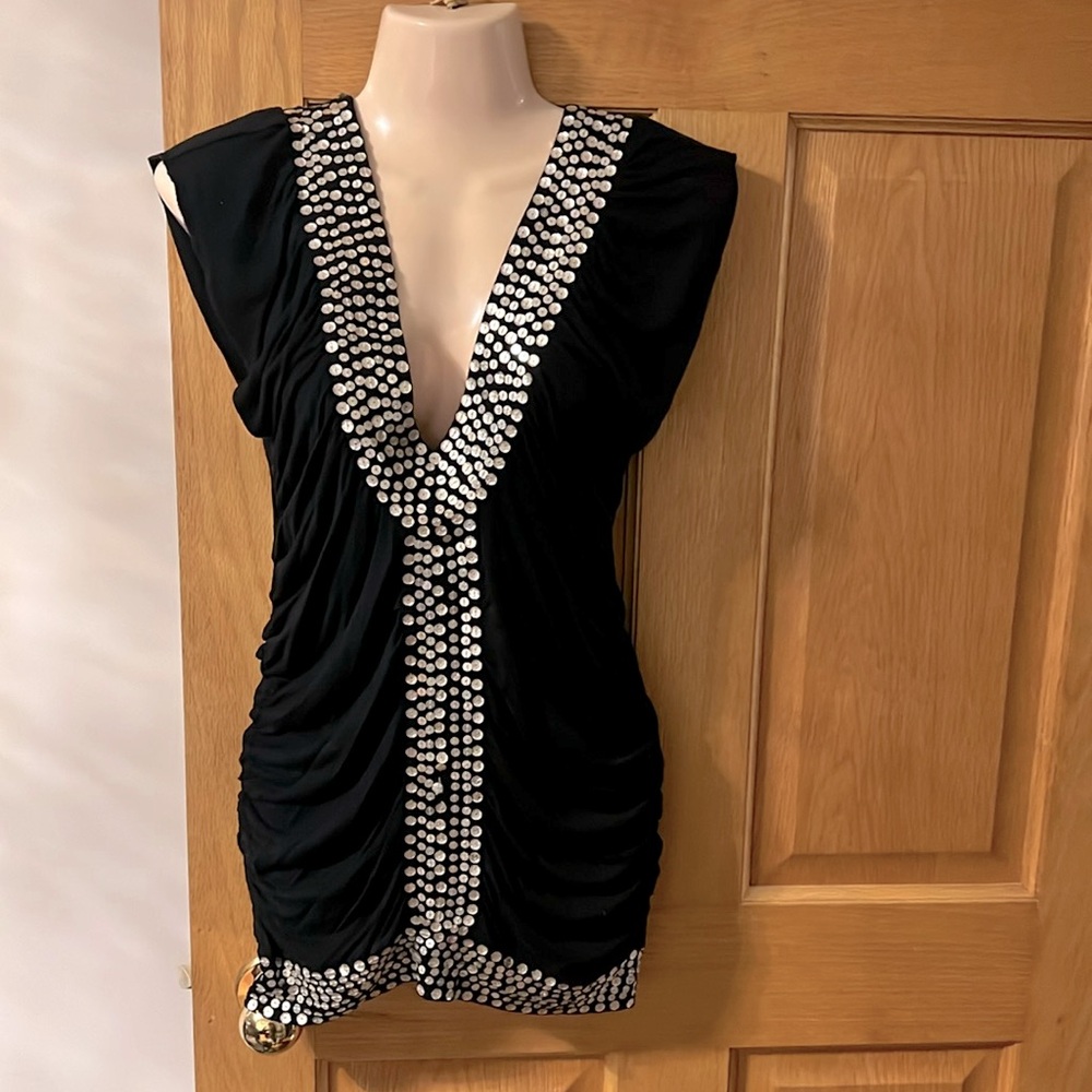 Kenzie sequin tunic top with silver sequins